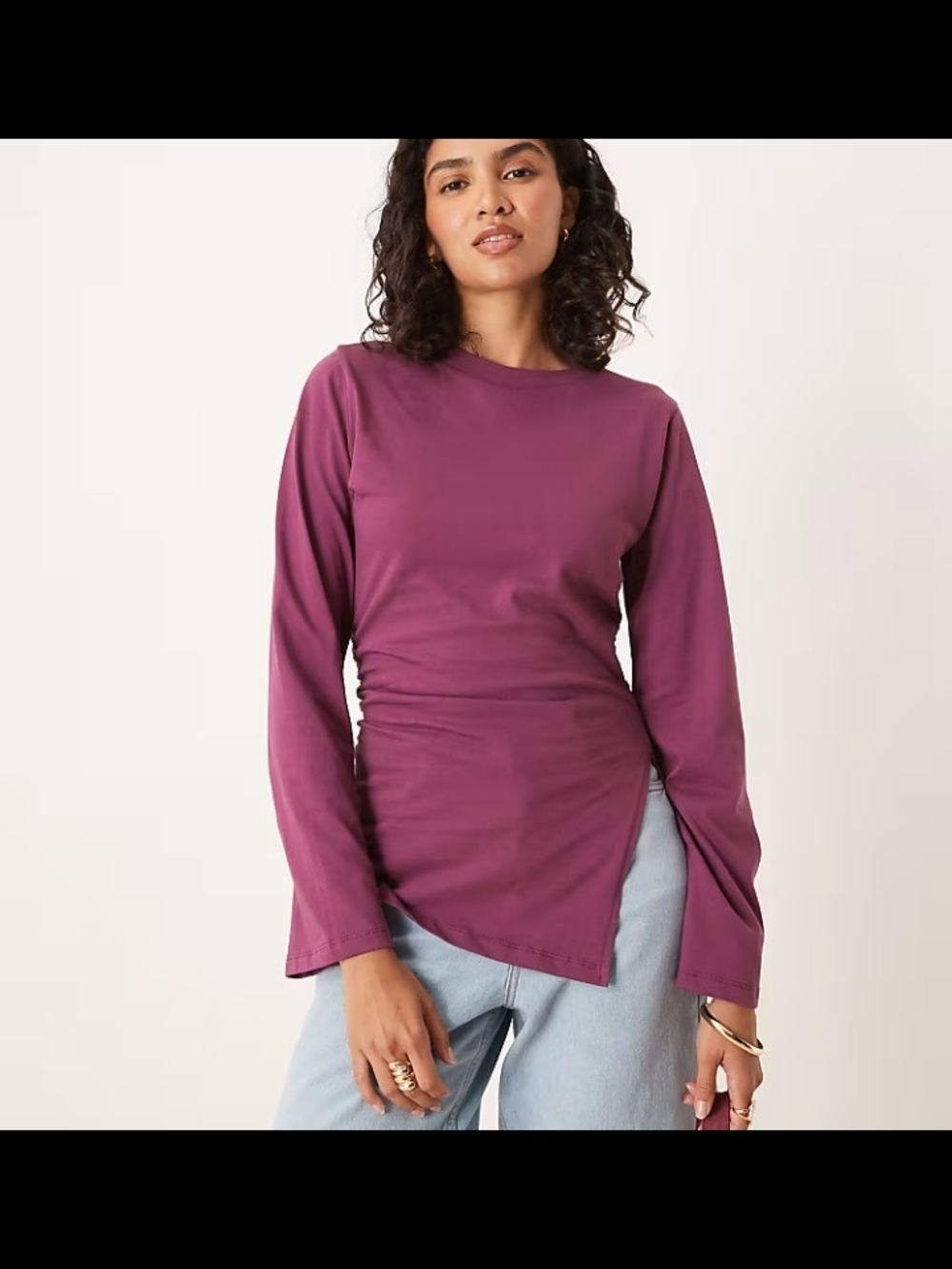 ASOS Long Sleeve Asymmetric Top in Plum